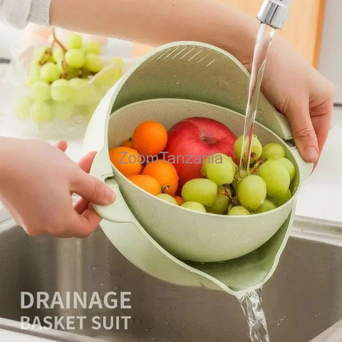 Drain Basket Bowl 2 in 1 Vegetable Fruit Washing Rotating - 1/4