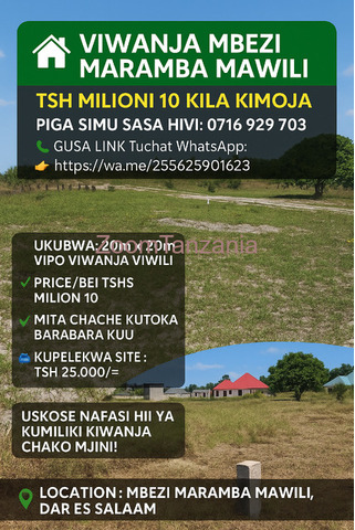 VIWANJA MBEZI MARAMBA MAWILI  20KWA20 MILION 10