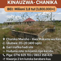 KIWANJA 20KWA20 CHENYE MSINGI CHANIKA MWISHO MILION 3.8