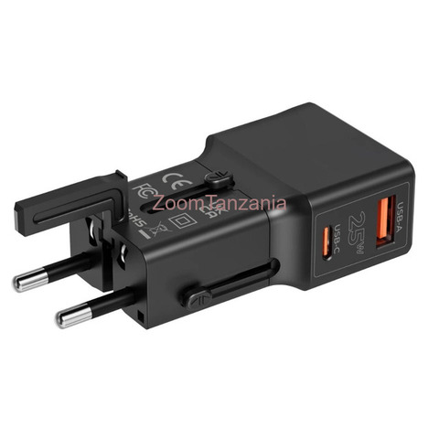 TotuLife Travel Adapter 25W, EU/US/UK/AU Black - 2/6