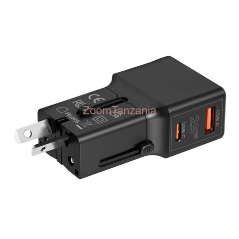 TotuLife Travel Adapter 25W, EU/US/UK/AU Black - 3/6