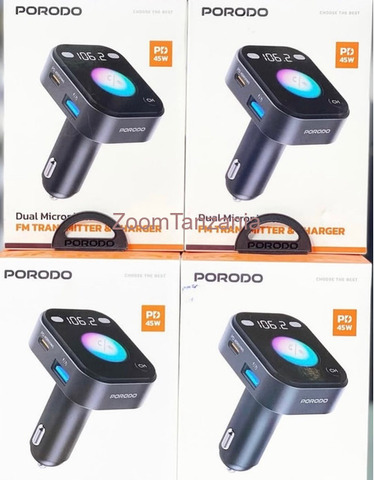 Porodo Dual Microphone FM Transmitter & Charger 45w