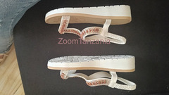 Ladies White Sandals with Stretchy Ankle Strap